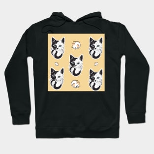 Black And White Cat And Mouse Pattern Hoodie